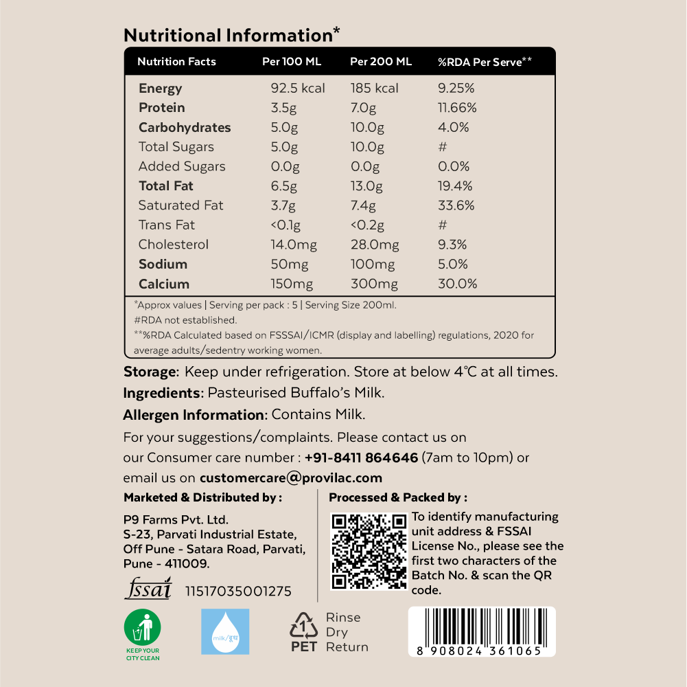 Pasteurized Buffalo Milk