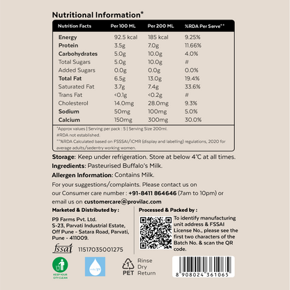 Pasteurized Buffalo Milk